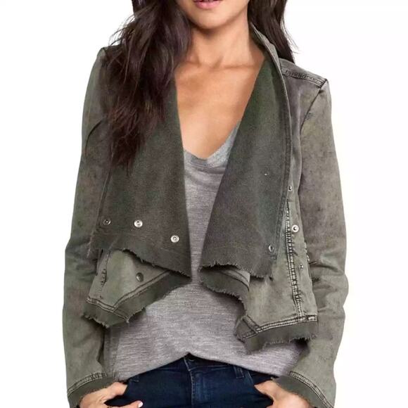 Free People Jackets & Blazers - Free People x Revolve Military Moto Collapsing Twill Jacket Cropped Olive Small